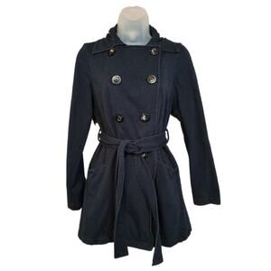 CAbi Dark Navy Knit Wrap Trench Jacket Style 151 Women’s size XS
